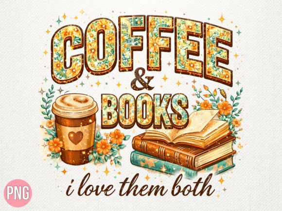 Download Coffee and Books Floral Design PNG - Premium Resources