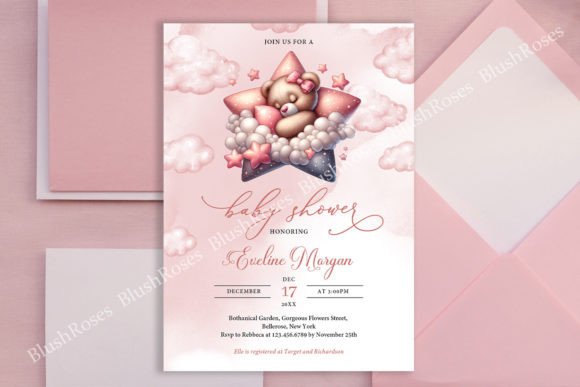Download Teddy Bear Sleeping on Star Cloud Invite - Teddy bear sleeping Collection